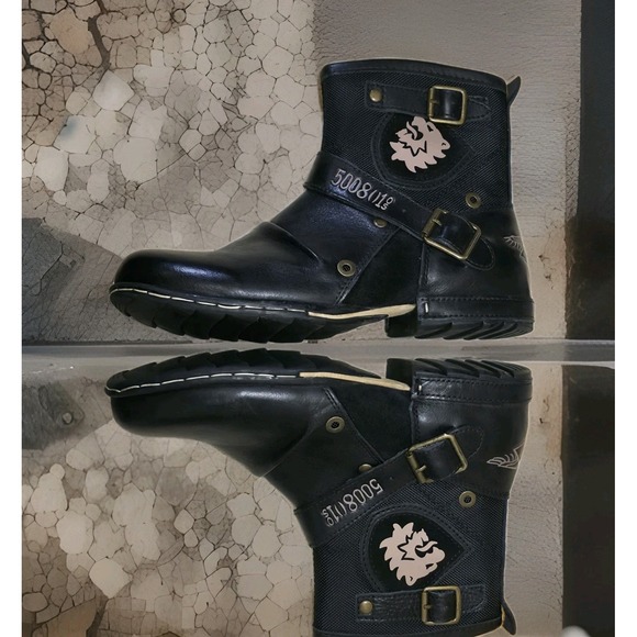 Otto's Leather Motorcycle Biker Boots Mens Sz  8 $201 - Picture 4 of 9